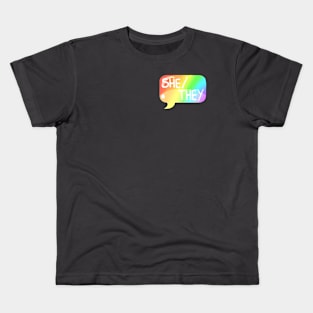 She/They Pronoun Bubble - Rainbow Kids T-Shirt